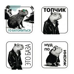 Набор объемных наклеек «Капибары» (НС2503) (4шт х 1упак)