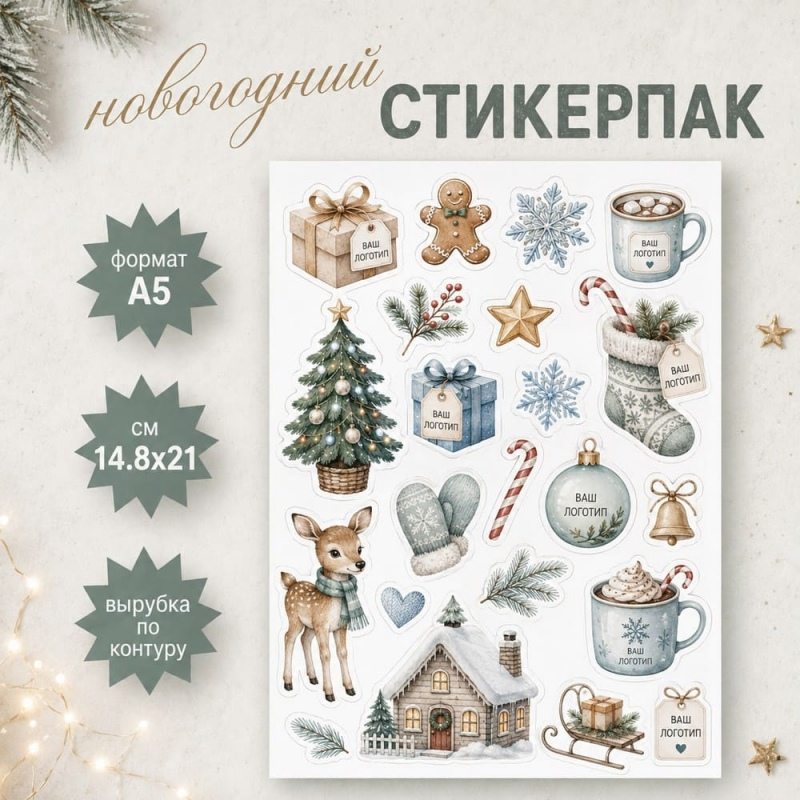 Стикерпак бумажный А5 (лого)