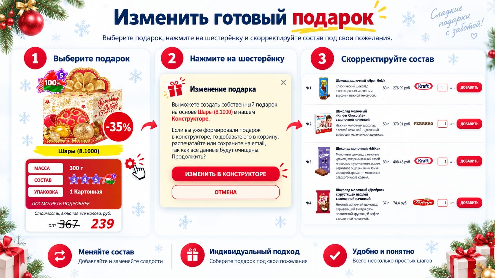 Как изменить готовый состав подарка